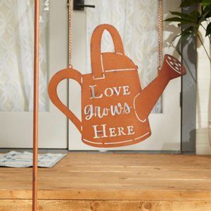 Love Grows Here Iron Garden Stake with Watering Can